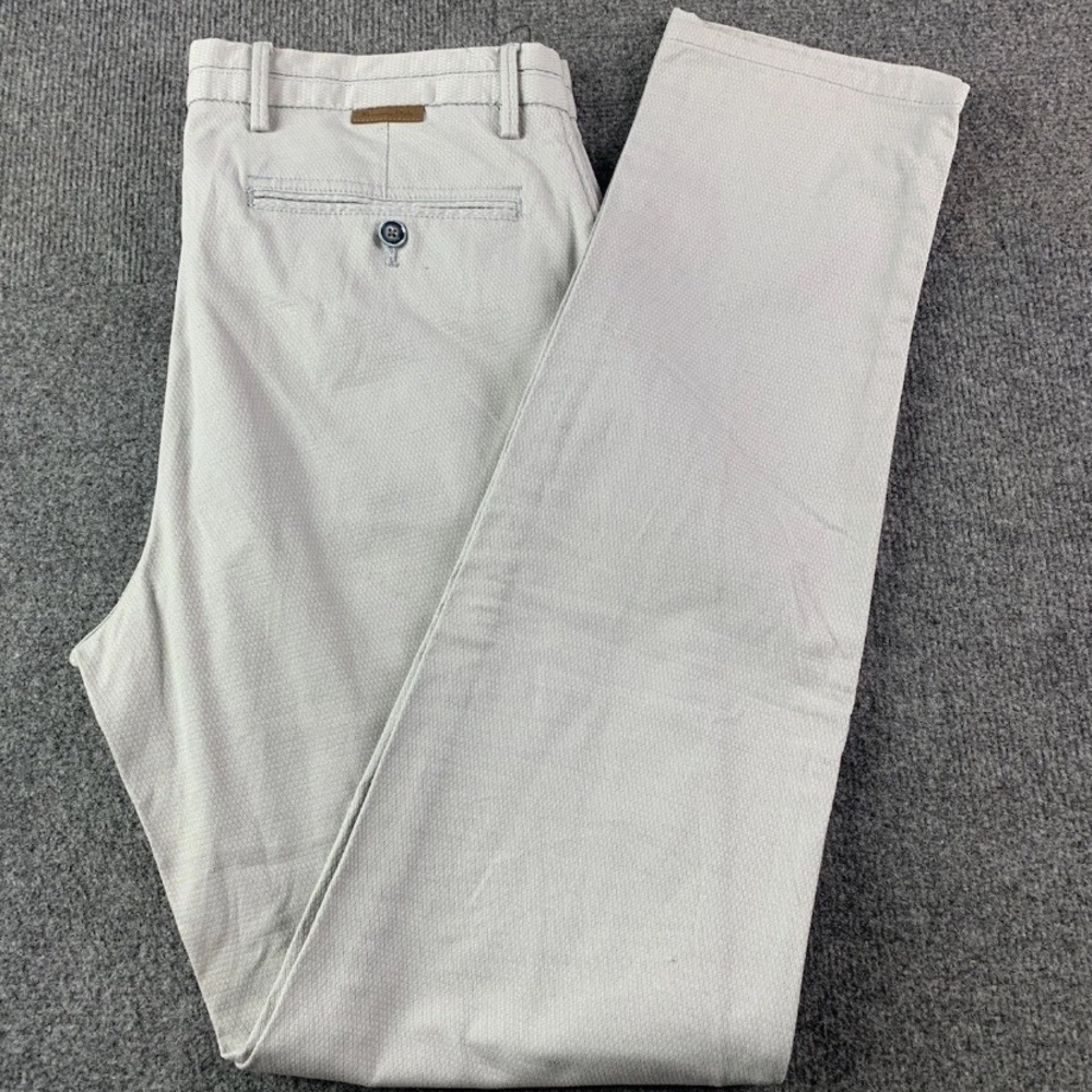 Massimo Dutti Slim Fit Mens 100% Cotton Chino Pants Size 32x33 Gray